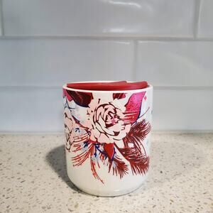Starbucks 2023 Holiday Pink Rose 8 oz Ceramic Mug with lid  Winter Chris…